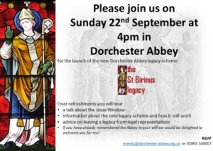 St Birinus Legacy scheme - launch @ Dorchester Abbey